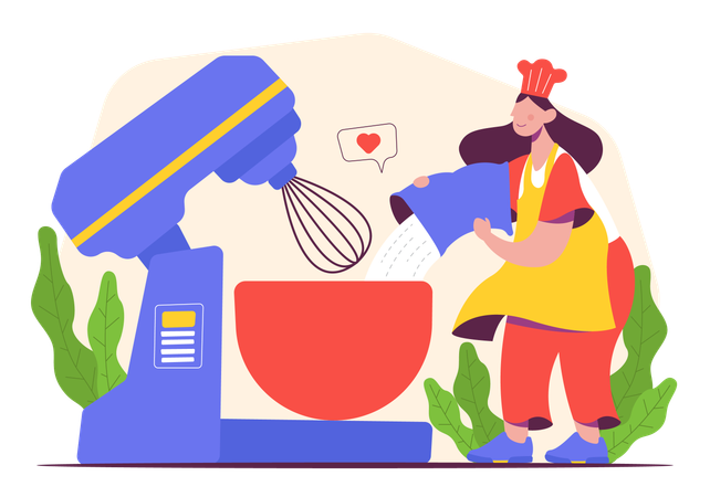 料理をする女性  イラスト