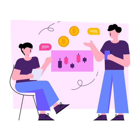 ビットコインの議論  イラスト