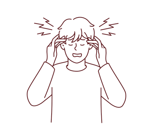 頭痛のある男性  イラスト