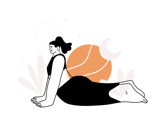 コブラのポーズをしている女性  イラスト