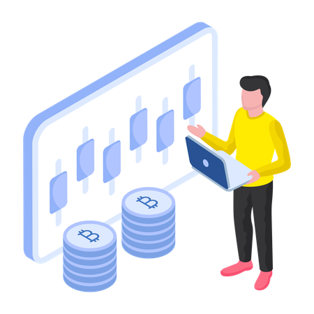 暗号通貨ビットコイン分析  イラスト