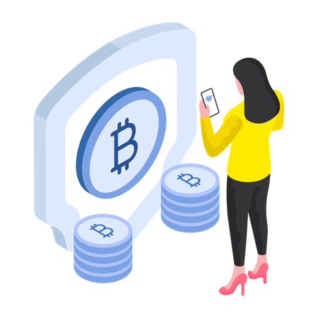 安全なビットコイン通貨  イラスト