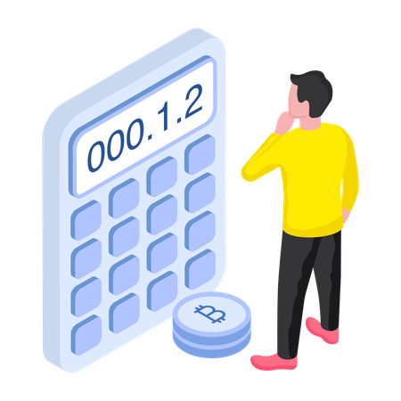 暗号通貨ビットコイン計算  イラスト