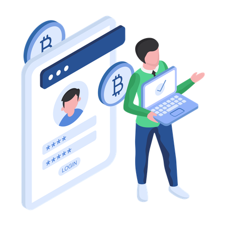 暗号通貨ビットコインログイン  イラスト