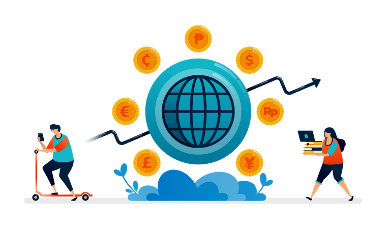 世界的な通貨交換  イラスト