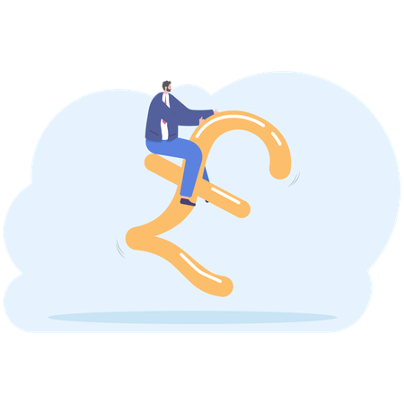 ビジネスマンがポンドで巨額の利益を得る  イラスト