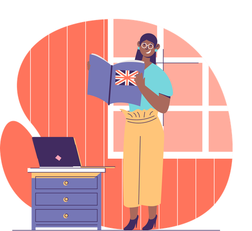 国際言語を教える女性  イラスト