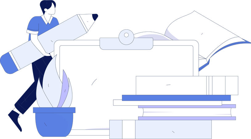 学習スケジュールを作成する少年  イラスト