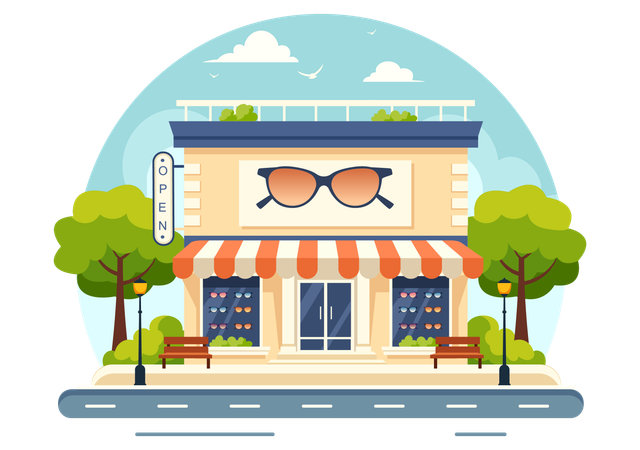 市場の眼鏡店  イラスト
