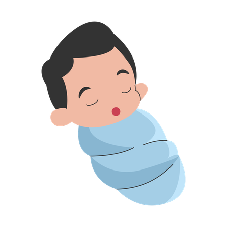 男の子の赤ちゃんをくるむ  イラスト