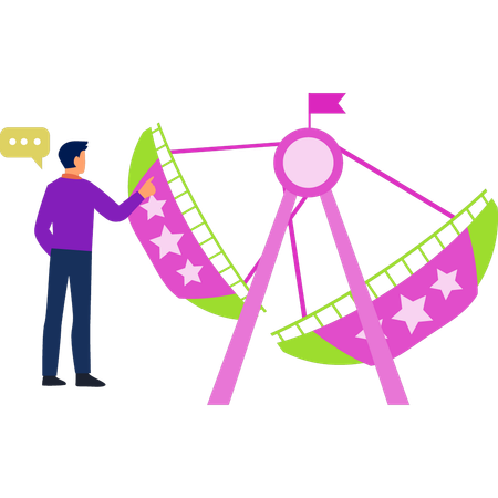 少年はダブルボートスイングについて何か言っている  イラスト