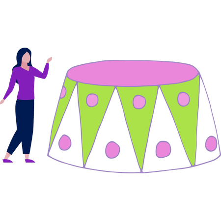 ジャンプブランコを持つ女の子  イラスト