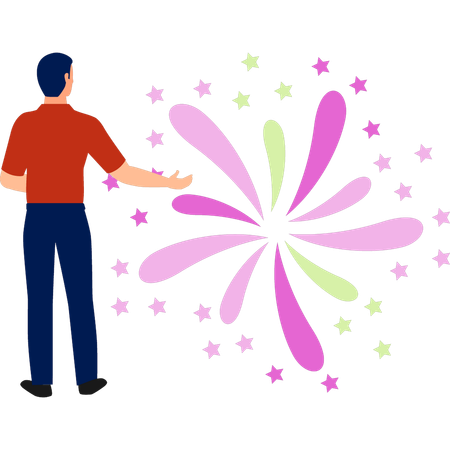 パーティーポッパーを楽しむ少年  イラスト