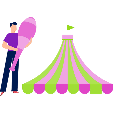 少年はボンバルドを持っている  イラスト