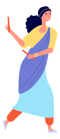 ダンディヤを演奏する少女  イラスト