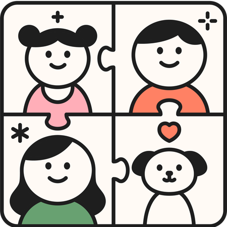 家族のパズルのピース  イラスト