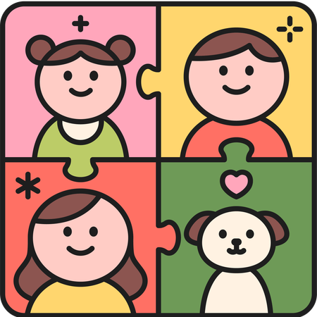 家族のパズルのピース  イラスト