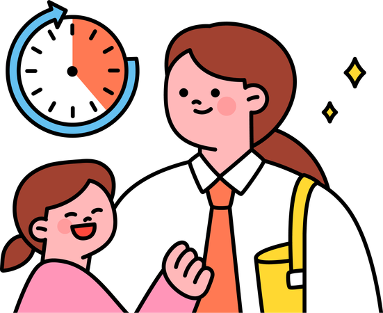 仕事に出かける母親  イラスト