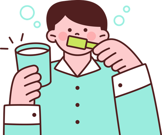 男性は毎日歯を磨く  イラスト