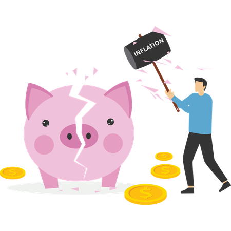 インフレにより貨幣価値が減少  イラスト