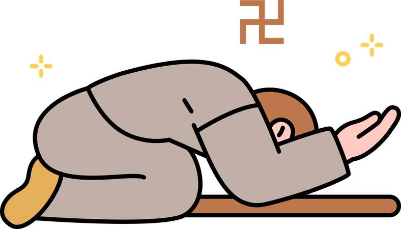 기도하는 불교 남자  일러스트레이션