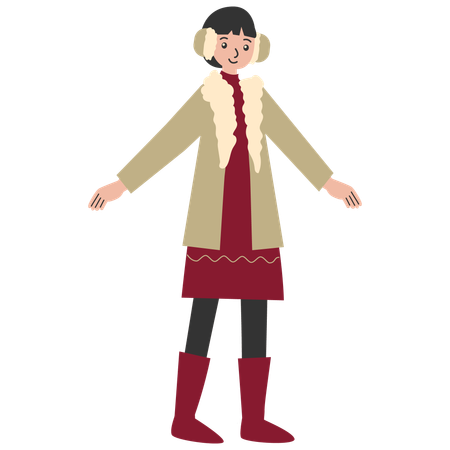 女性の冬のワードローブ  イラスト