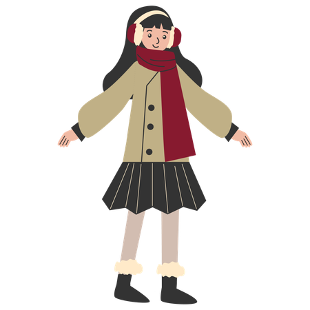 防寒服を着た女性  イラスト