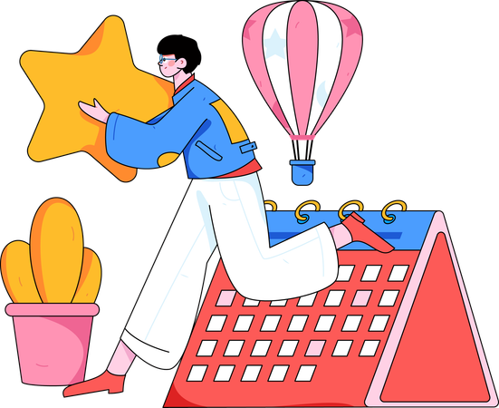 星を持って走る男  イラスト