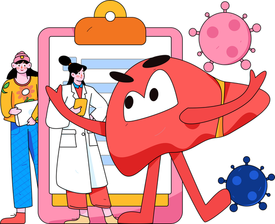 肝臓病と医療スタッフ  イラスト