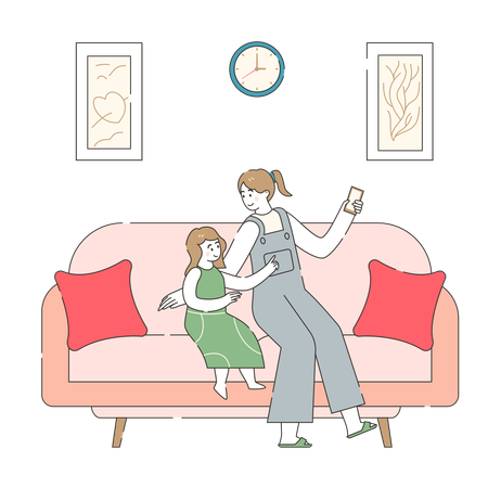 テクノロジーに精通したママ  イラスト