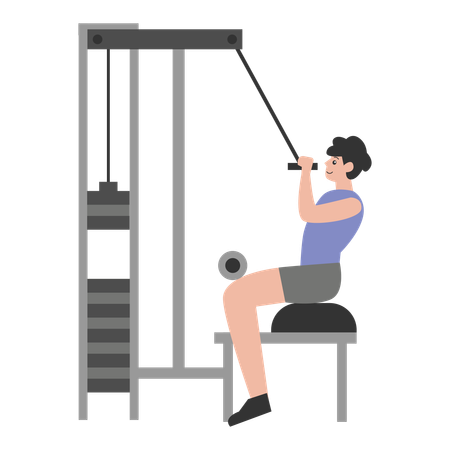 動作中の筋力トレーニングを行う男性  イラスト