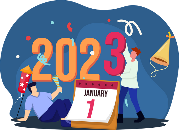 1 de enero de 2023 día de año nuevo  Ilustración
