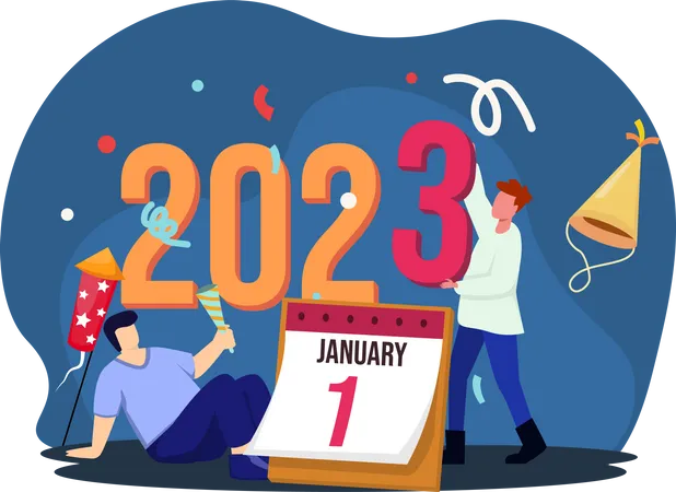 1 de enero de 2023 día de año nuevo  Ilustración