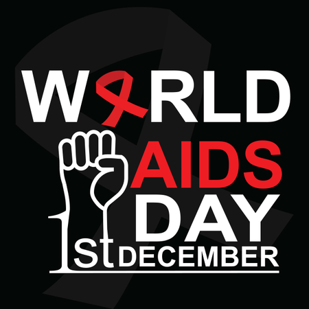 1 dicembre concetto di illustrazione della Giornata mondiale contro l'AIDS con nastro di sensibilizzazione sull'AIDS. Modello di poster o banner.  Illustration