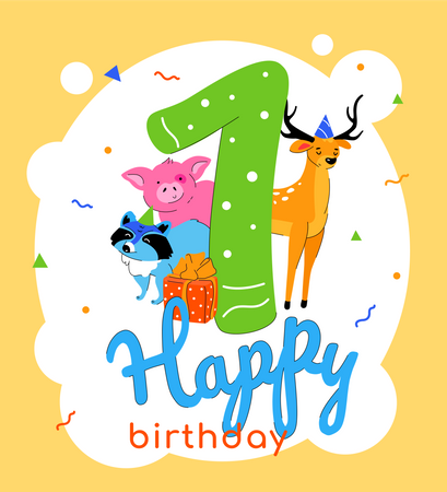 1st birthday greeting card  Illustration