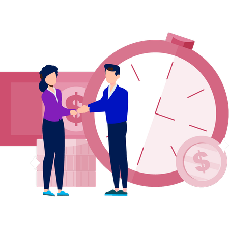 2人のビジネスパートナーが握手している  イラスト
