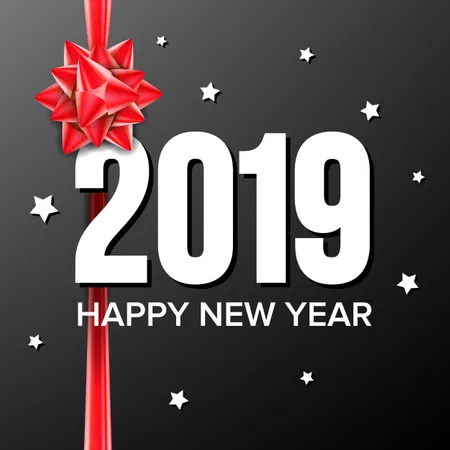 2019 Happy New Year Background Vector Numbers 2019 Bow Holiday New Year Celebration Banner Card Illustration Illustration