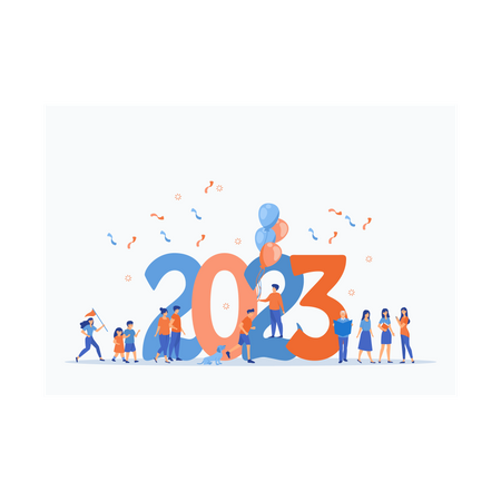 2023 Ano Novo com Novo Estilo de Vida Normal  Ilustração
