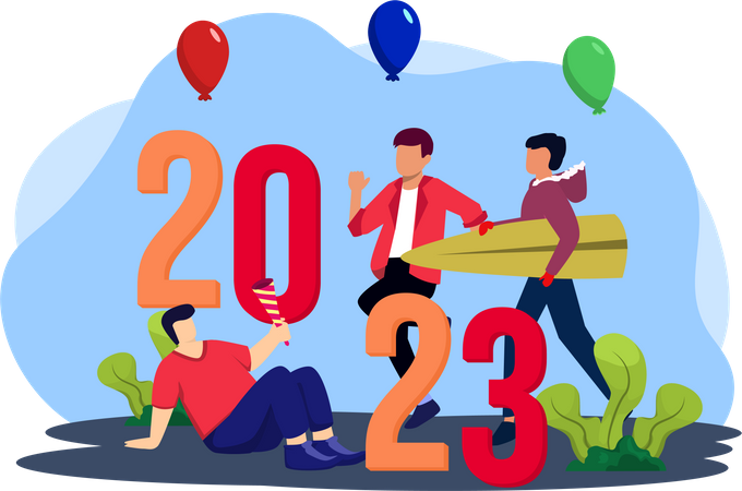 Celebración del año nuevo 2023  Ilustración
