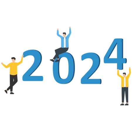 Bienvenida al año nuevo 2024  Ilustración