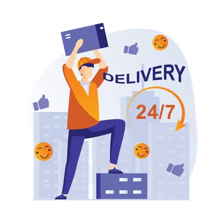 24 7 Delivery  Illustration