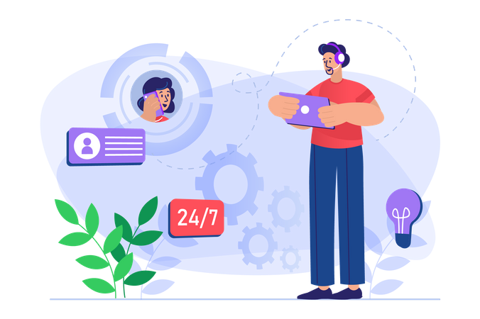 24 by 7 customer care  Illustration