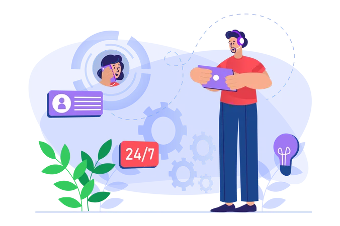24 by 7 customer care  Illustration