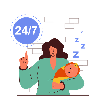 24 hour baby care  Illustration