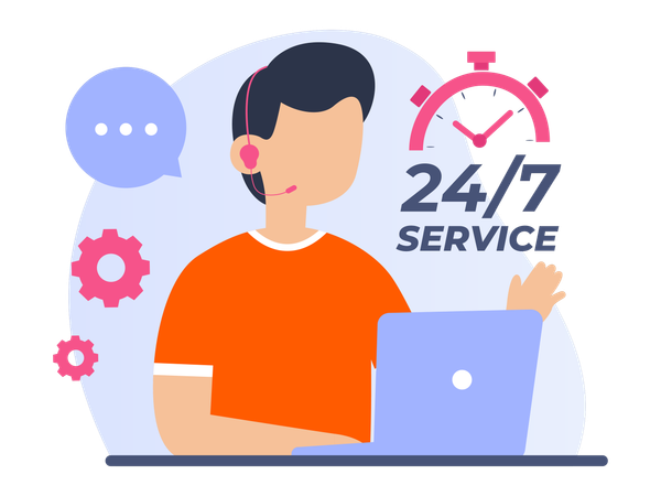 24 hour customer service  Illustration