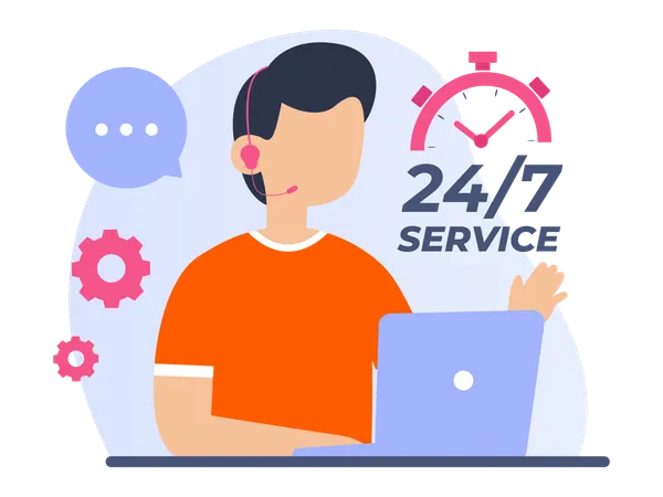 24 hour customer service  Illustration