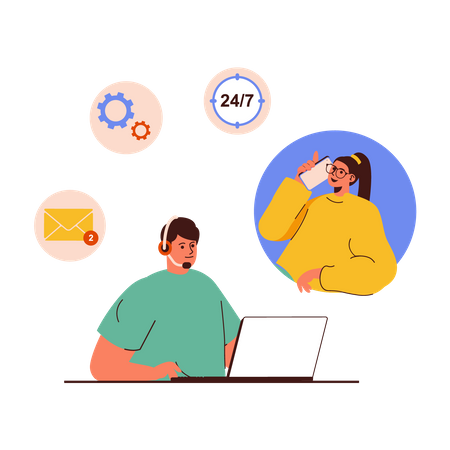 24 hour Customer service  Illustration