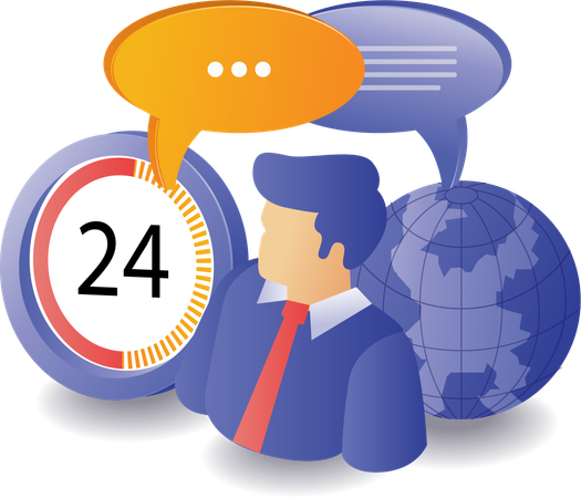 24 Hour Customer Service  Illustration