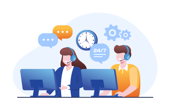 24 Hour Customer Services  Illustration