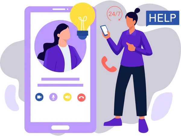 24 hour Customer Support Illustration